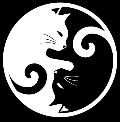 YIN YANG Gatos Troquelado Vinilo Calcomanía Ventana Adhesivo Gato Amante Portátil Coche Pared Ipad Foto 1 de 2