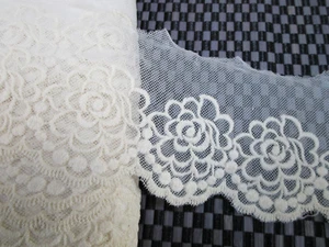 2 Yards in 3 3/4" Breite Elfenbein und Creme Farbe Baumwolle & Tüll Borte, Braut Borte - Bild 1 von 4