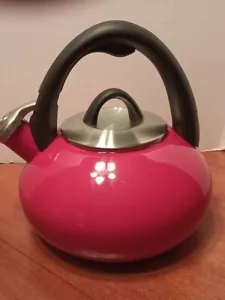 Calphalon Teapot 4402 2 QT 1.9 L RED Stainless Steel Tea Pot Kettle Range Nice! - Picture 1 of 10
