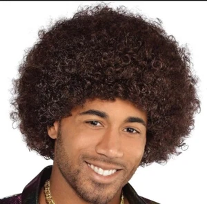 Brown Afro Wig 70's Disco Fever Fancy Dress Up Halloween Adult Costume Accessory - Picture 1 of 4