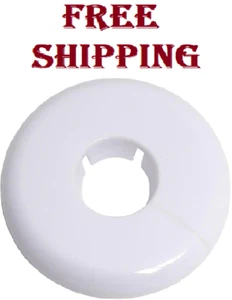 1/2 In. Plastic Iron Tube Size Split Flange Escutcheon Plate in White - Picture 1 of 7