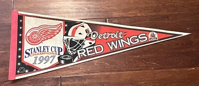 NHL Detroit Red Wings Hockey 1997 Stanley Cup Champions 30" x 12" Pennant Flag - Image 1 of 4