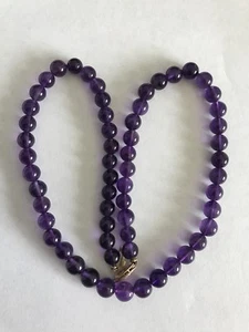 14k Gelbgold Verschluss Amethyst Perlen Halskette - Bild 1 von 6