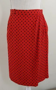 Vintage Neiman Marcus Anne Klein Seide Bleistiftrock Damen 6 rot schwarz Tupfen - Bild 1 von 12