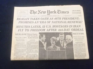 1981 JANUARY 21 NEW YORK TIMES NEWSPAPER - RONALD REAGAN 40TH PRESIDENT- NP 6037 - Picture 1 of 8