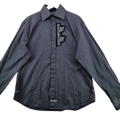 Camisa informal manga larga bordada de algodón negra talla XL English Laundry para hombre Foto 1 de 4