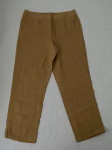 Rafaella Pant Women's 100% Linen Straight Ankle Size 12 Mustard Zipper NWT#2471 - Picture 1 of 10