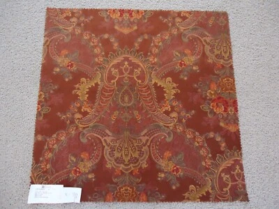 Designer Fabric Sample KRAVET Gairdner 25" SQ Floral Cotton VELVET Red K-9 - Image 1 of 3