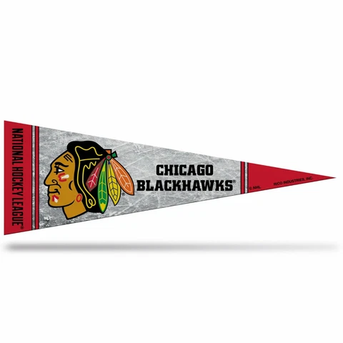2 Chicago Blackhawks Middleman Pennants. Felt. 14-1/2" x 5".    #115 Cover