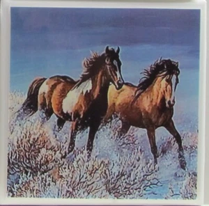1er Set - Keramikfliesen Untersetzer - Pferde (Kaufen Sie 3 Sets - erhalten Sie 1 Set gratis) 2 D - Bild 1 von 5