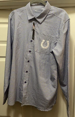 NEW Indianapolis Colts Men’s Large Antigua Button up Dress Shirt Long Sleeve - Image 1 of 4