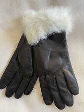 Wilson Leather Womens White/Black Gloves Sx XL Faux Fur Cuff