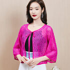 Women Knitted Top Blouse Hollow Out Cardigan Cape See Through Lace Up Summer Top