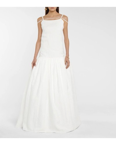 OFF WHITE JACQUEMUS La Robe Amour bianco sporco festa matrimonio lino 36 nuovo senza etichette $1460