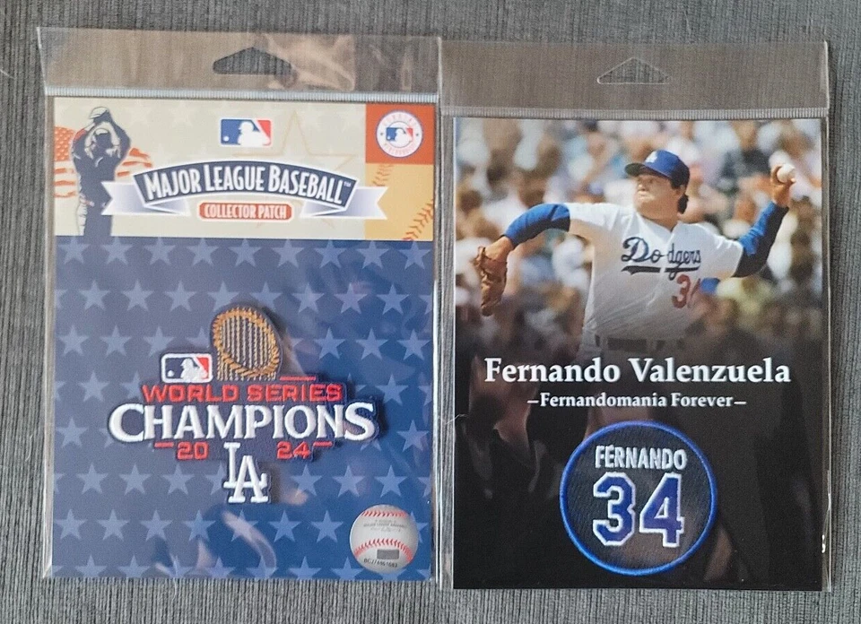 2024 LA Dodgers World Series Champions Patch + Fernando Valenzuela Memorial #34 - Image 1 of 1