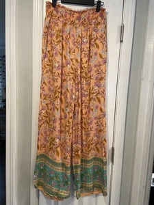 NWT Cupshe Size L Pink Coral Flowy Floral Smocked Top Wide Leg Boho Pants - Picture 1 of 12