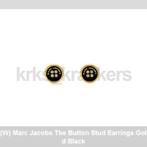 (W) Marc Jacobs The Button Stud Earrings Gold Black - Picture 1 of 2