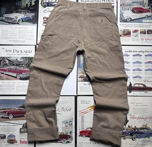 Carhartt Relaxed Fit B324 DKH Men's 32x34 Work Utility Tan Carpenter Pants Khaki - Picture 1 of 11