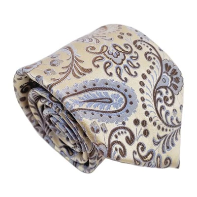 Stafford Necktie Gold & Silver Paisley Pattern Men's Silk Neck Tie - Image 1 of 4