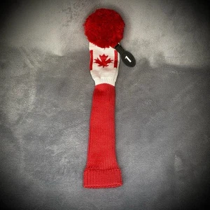 Canada - Golf Driver Headcover - Pom Pom Knit - Red & White Maple Leaf - Bild 1 von 12