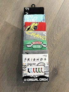 Friends TV Show Series Mens Crew Socks 6 Pair Fits Shoe Size 8-12 Central Perk - Picture 1 of 4