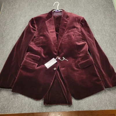 Traje Ralph Lauren Etiqueta Púrpura Kent Terciopelo Borgoña 2 Piezas Para Hombre 46L $3,490 Foto 1 de 4