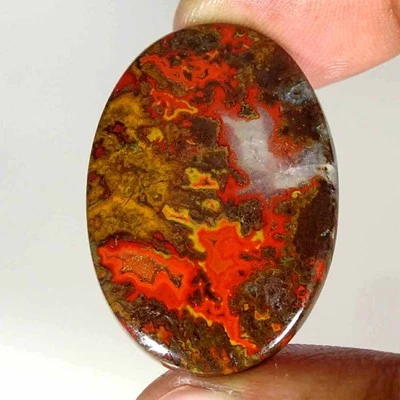 41.40Cts Natural Morocco Seam Agate Oval Cabochon Loose Gemstone 27x38x5mm - Image 1 of 4