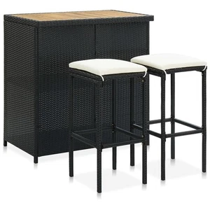 Juego de Barras Negro PE Ratán Estándar Juego de Bar Rectangular - Imagen 1 de 12