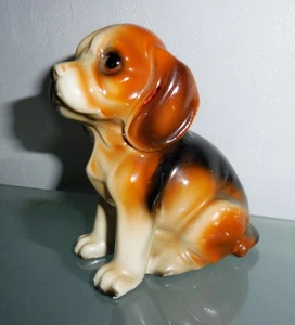 FIGURINA CANE PORCELLANA FRANCESE VINTAGE DIPINTA A MANO CUPPY BEAGLE DOG DESIGN - Foto 1 di 6