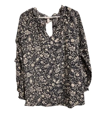 Isabel Maternity Shirt NWT Black Floral Long Sleeve Size XS Side Ties - Image 1 of 4