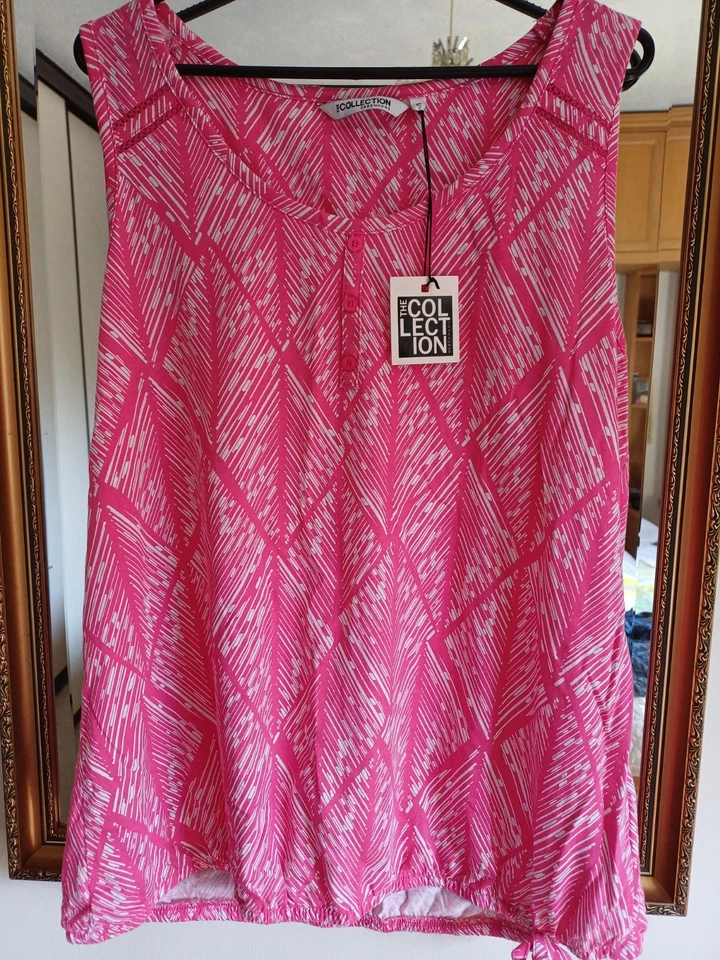 NEW Ladies Pink/white Cotton Top/ Blouse/ T Shirt UK 18 - Image 1 of 4