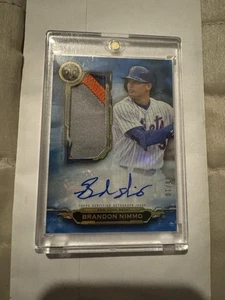 2019 Topps Triple Threads Blue Jumbo Patch /10 Brandon Nimmo #AUJR-BN Auto Mets - Bild 1 von 2
