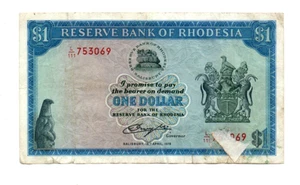 1 DOLLAR FINE- BANKNOTE FROM RHODESIA 1978 PICK-38 - Picture 1 of 2
