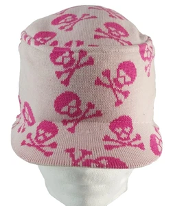VTG No Fear Skull Beanie Pink Knit HaT 2007 Punk Goth Emo Y2K NOS Never Worn - Picture 1 of 6