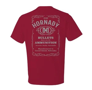 Hornady Herren 100 % Baumwolle Munition Thema Etikett T-Shirt Cardinal Herren LG Neu mit Etikett - Bild 1 von 3
