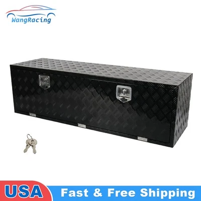60" X 18" X 18" Black Aluminum Underbody Truck Trailer Lockable Storage Tool Box - Image 1 of 4