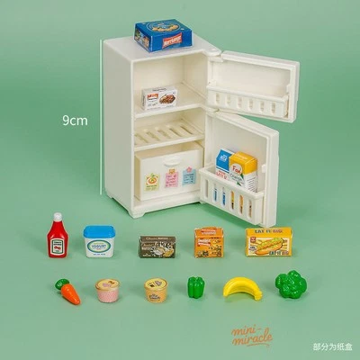 COLLECTROOMI 16PC Dollhouse Miniature 1:12 Scale Friger Food Set Plastic Furniture Accessory