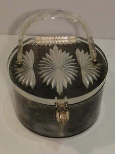 Vintage 1950s Original Rialto Pearlized Marbleized Lucite Circular Handbag Purse - Picture 1 of 7