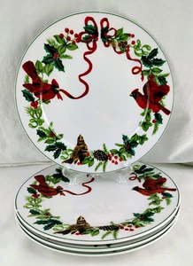 ROYAL NORFOLK 10" Essteller Red Cardinal - Feiertag Weihnachten Geschirr - 4er Set - Bild 1 von 7