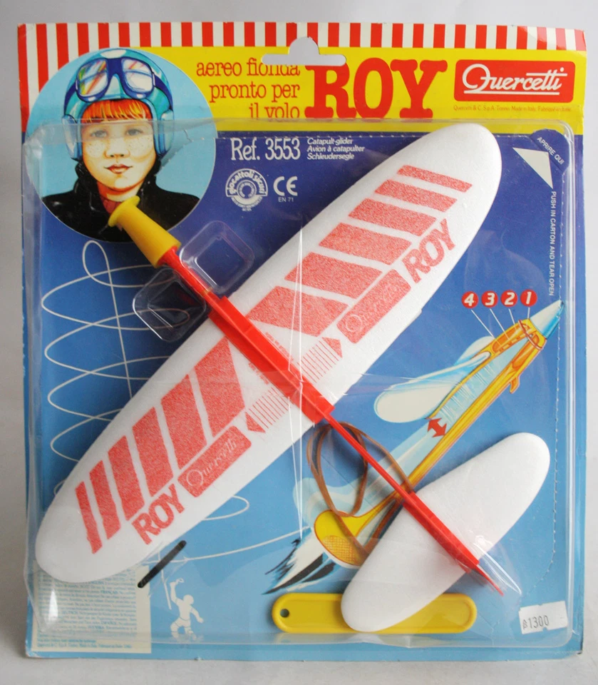 RARE VINTAGE 90'S ROY FREE FLIGHT PLANE CATAPULT GLIDER QUERCETTI ITALY NEW ! - Image 1 of 4