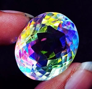 53 kt A ++ Regenbogen Mystischer Topas Ovale Form Zertifiziert Lose Edelstein Anhänger Größe - Bild 1 von 8