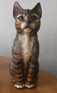 Vintage Harvey Knox Cat Statue Figurine Art Hand- Painted Tabby Numbered Japan - Picture 1 of 6