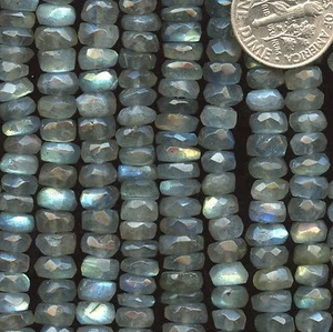 LABRADORITE 3x Rondelle Sfaccettate 6,5-7mm Filo 15,5" - Foto 1 di 1