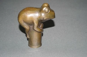 Bronze  Ersatz Griff für Gehstock   Spazierstock Stockgriff  Frosch Flanierstock - Foto 1 di 8