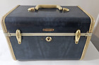 Vintage SAMSONITE 4712 MakeUp Travel Case Marbled Blue Train Luggage With Mirror