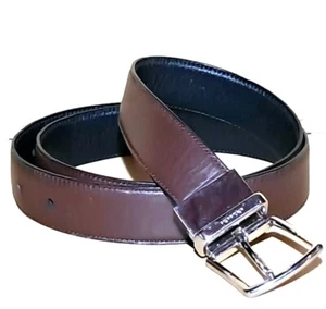 Cinturón Coach Reversible Cuero Marrón y Negro Talla 33-34 Hebilla Acero 38 Largo - Imagen 1 de 5