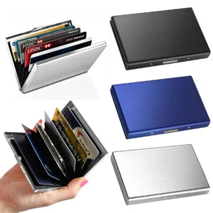 Metal Aluminum Wallet RFID Blocking Crash Proof Credit Card Holder Case Pocket - Picture 1 of 22