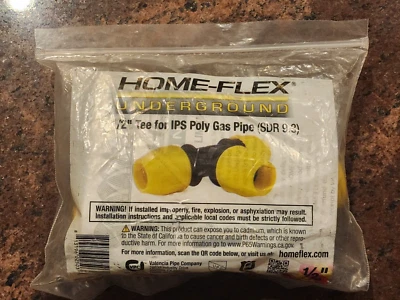 Home-Flex 18-401-005 amarillo subterráneo 1/2" TEE para tubería de gas de polietileno IPS (SDR 9,3) Foto 1 de 3