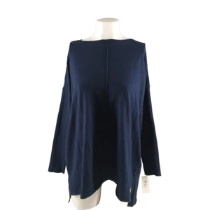 NWT $49 STYLE&CO Basic Relaxed Sweater Petite LARGE Blue Cotton Dolman Sleeve - Picture 1 of 12