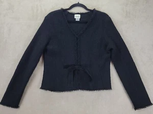Kenji By Antropologie Womens Black 100% Wool Hook & Eye Cardigan Size Medium - Picture 1 of 20